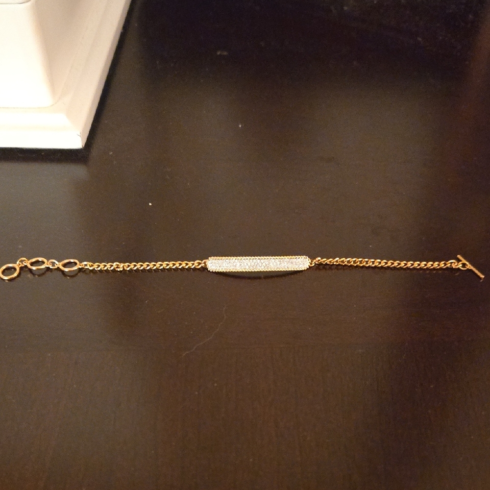 Swarovski Rose Gold Chain Bracelet with Toggle And Crystal Bar